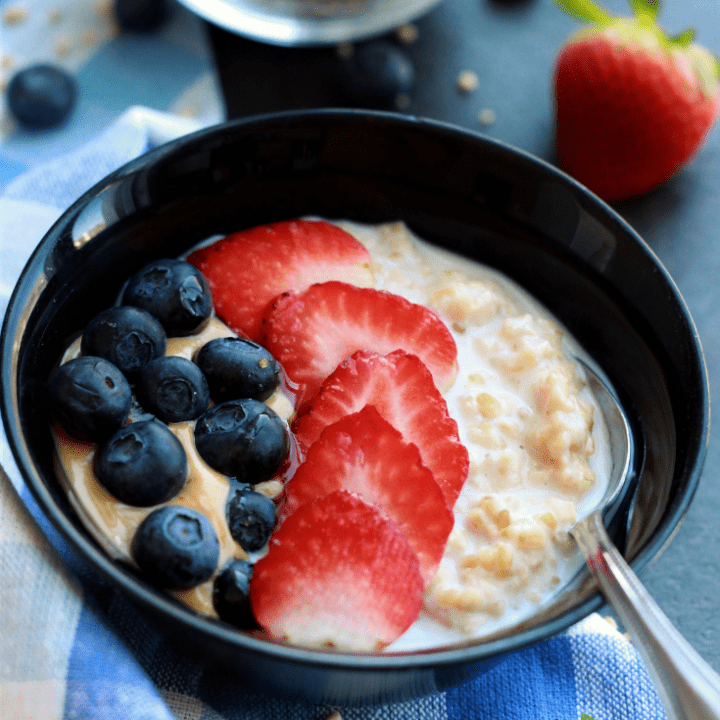 berries decorated on steel cut oats