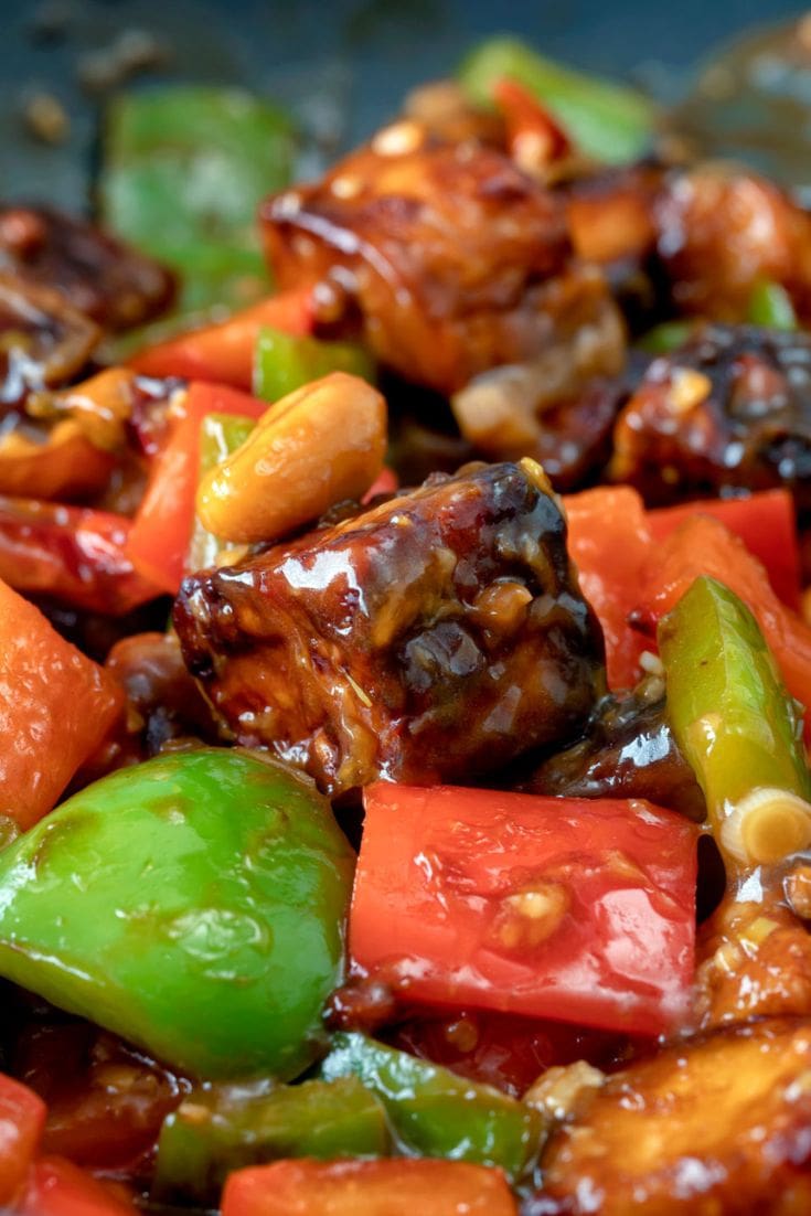 Kung pao tofu , air fryer kung pao tofu , vegan kung pao recipe