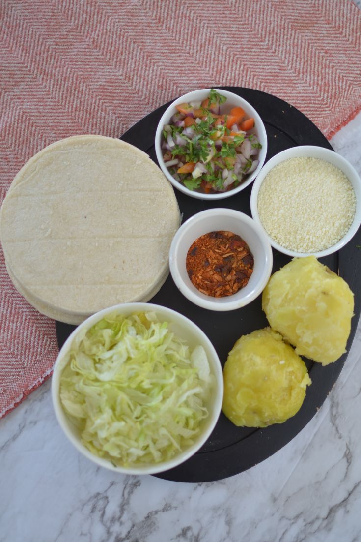 Tacos de papa ingredients