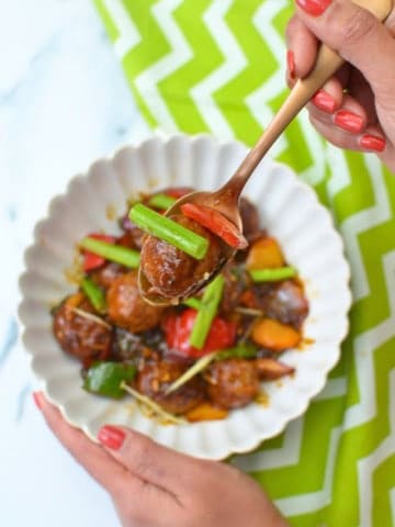 no fry Dry Manchurian recipe made in appe pan