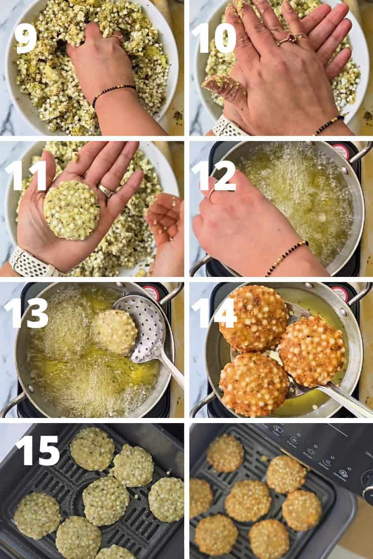 step by step picture of how to make sabudana vada