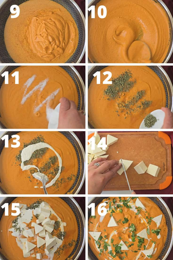 step by step pictures to how to make gravy for creamy shahi paneer