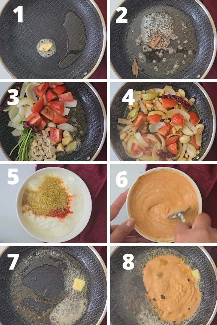 step by step pictures to how to make gravy for restaurant style shahi paneer